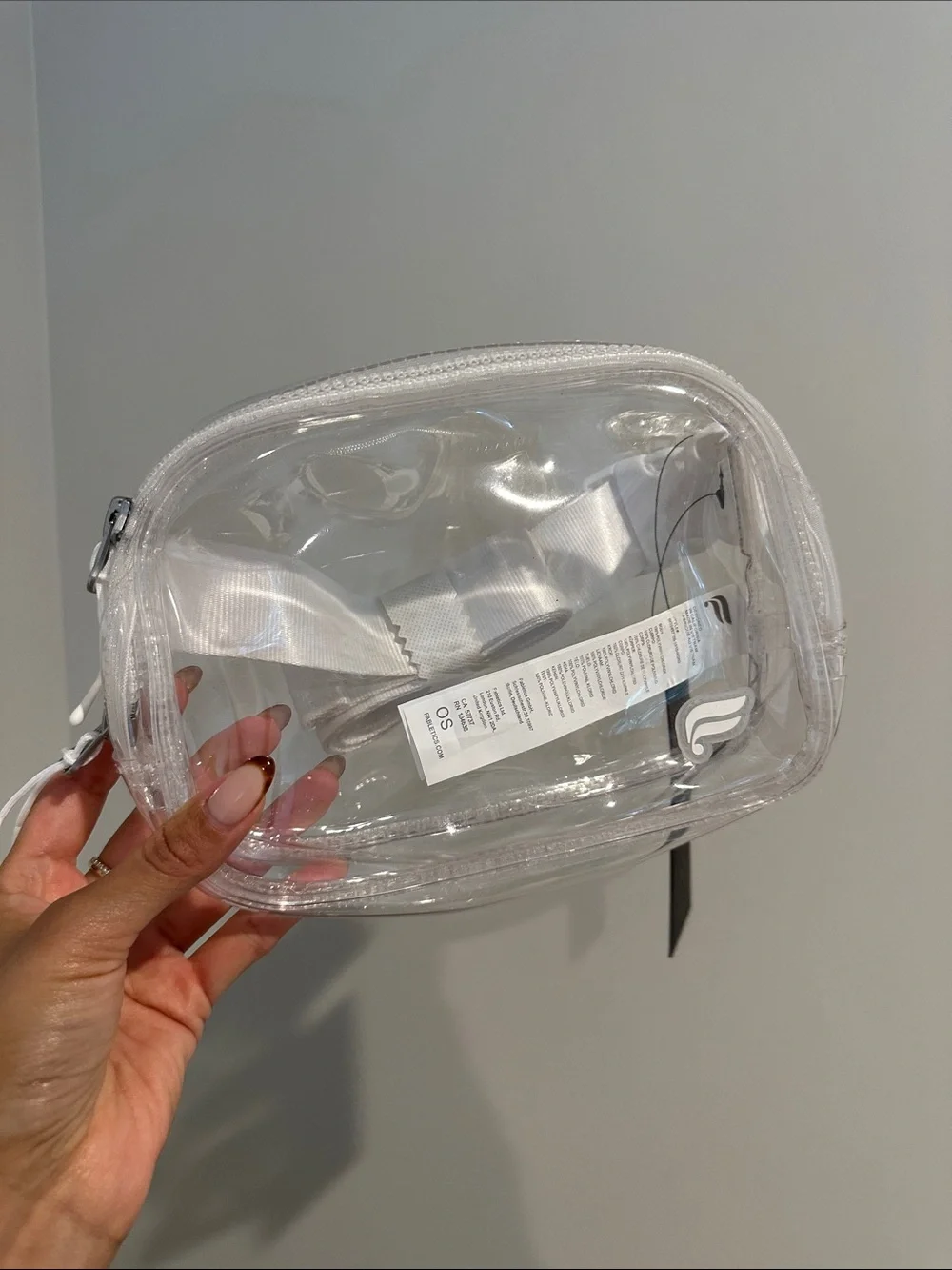 Fabletics Clear Cosmetic Pouch with White Strap